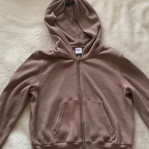 TNA aritzia cropped waffle zip up
